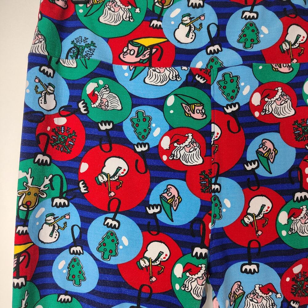 LuLaRoe Leggings Women's Tall &‎ Curvy Christmas Ornament Pattern Santa Elves - Picture 3 of 8